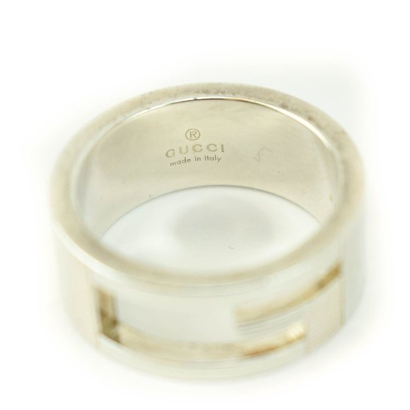 GUCCI: Sterling Silver, "G" Logo Band/Ring Sz: 5.75 - 1521 - Picture 5 of 6
